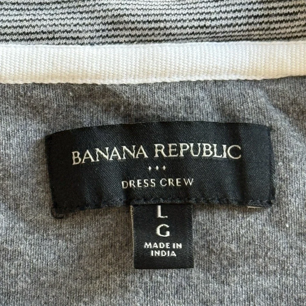 Banana Republic Men's Dress Crew T Shirt Tee Size Large Gray Striped Minimalist